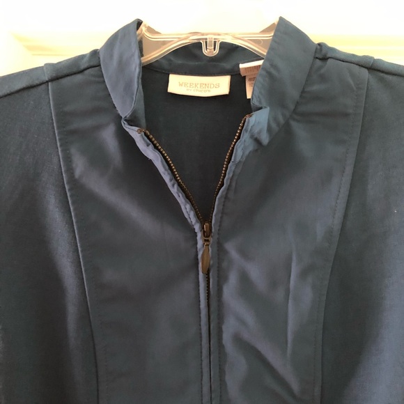 Chico’s Size 2 Vest and Size 2.5 Short Pants Weekends Teal Blue Outfit Set - Picture 8 of 12